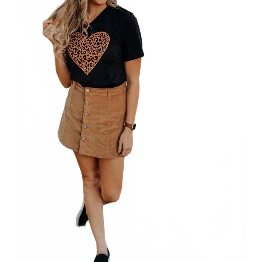 NEW URBAN BUFFALO leopard heart graphic tee shirt in black